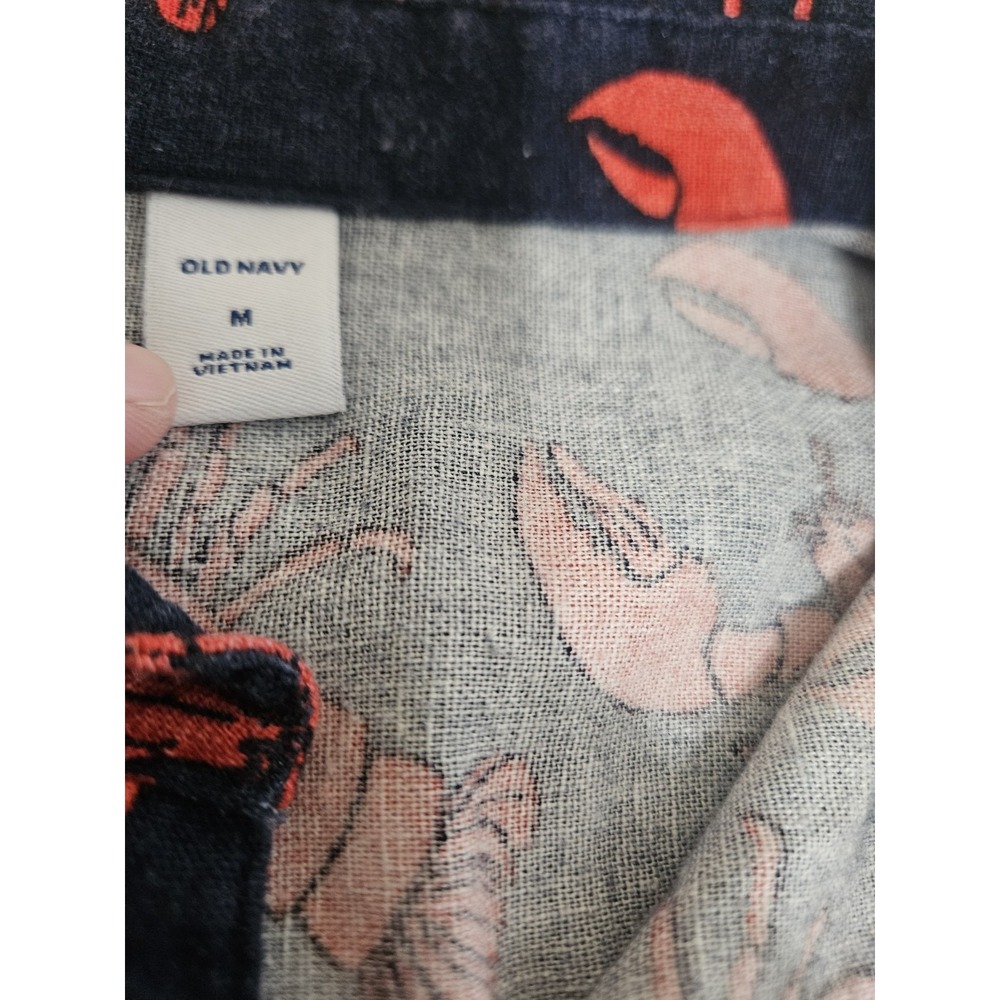 Old Navy Lobster Shirt Dress Tunic Short Sleeve Blue Red Kitsch Size Medium Fish - Picture 3 of 7